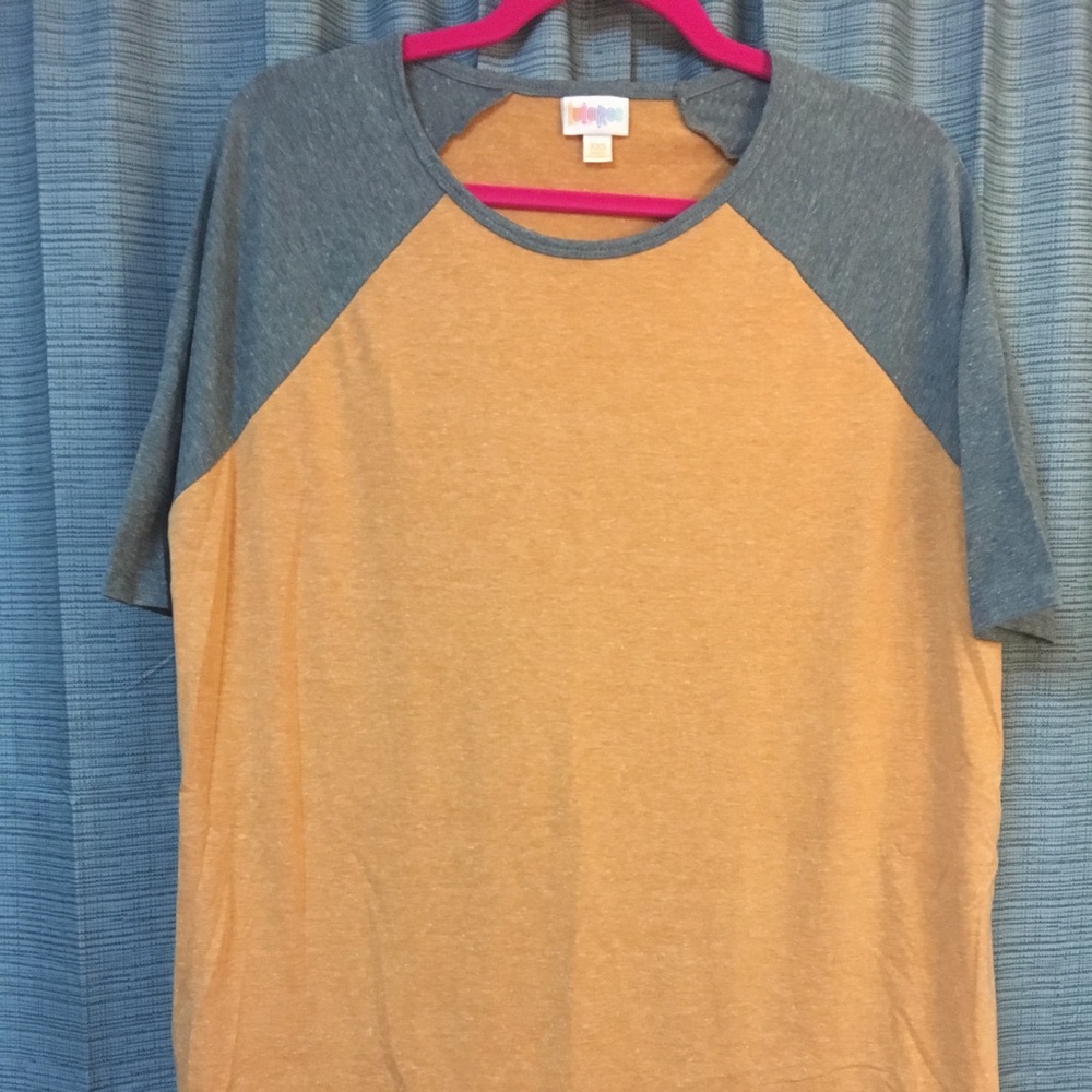 XXS Heathered Grey and Orange LuLaRoe Irma (NWOT)